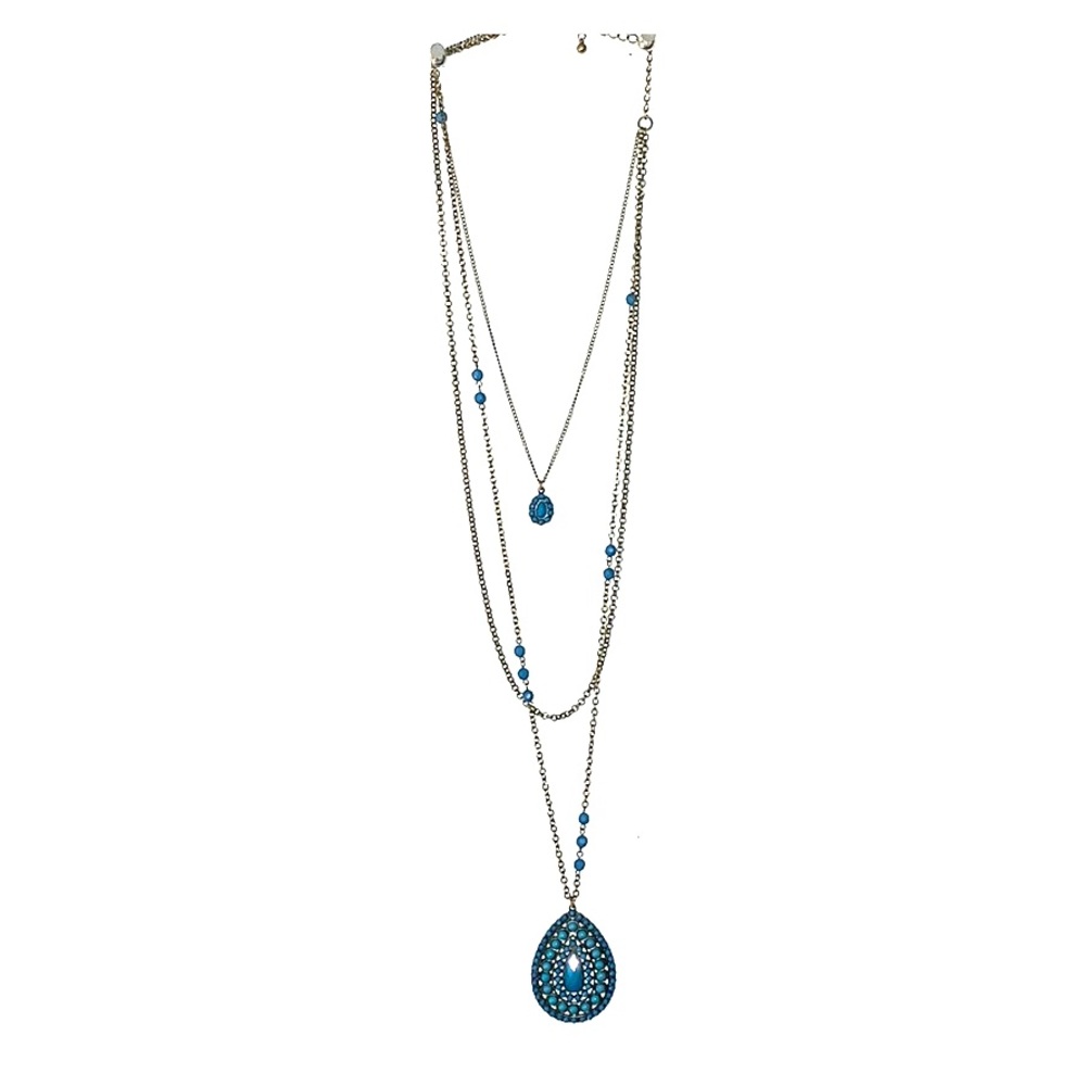 3 Layer Brass and Blue Necklace